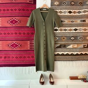 Olive Green Marine Layer Bella Button Dress